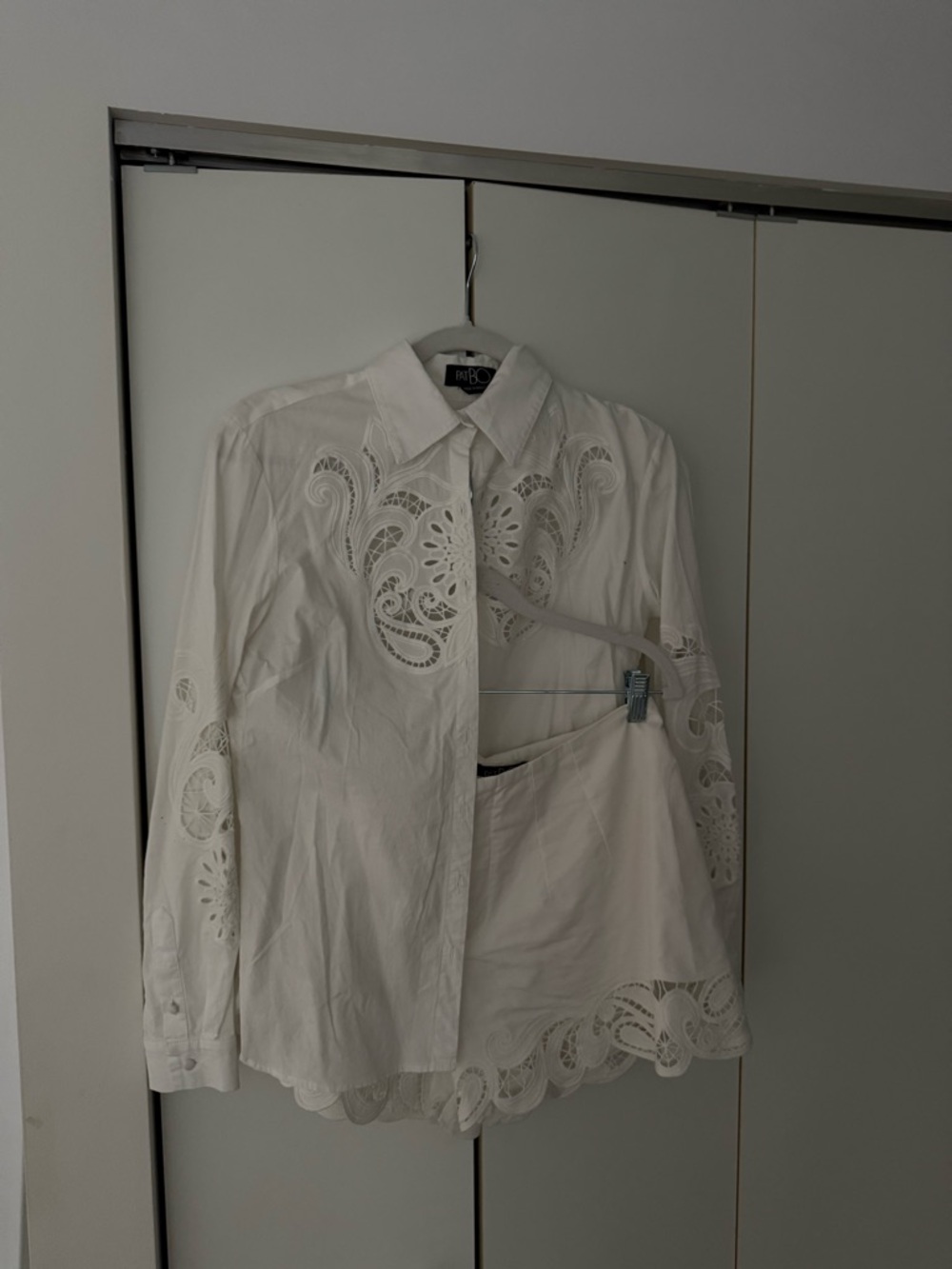 PatBO White Button-Up Shirt with Subtle Collar